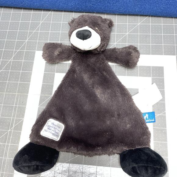 Demdaco Plush Black Brown Bear Lovey Baby Security Flat Blankie Nancy Tillman - Picture 1 of 5
